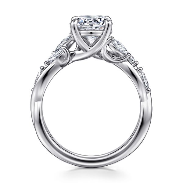 Gabriel & Co 14K White Gold Floral Nouveau Engagement Ring Image 2 Bradley's Jewelers Jacksonville, NC