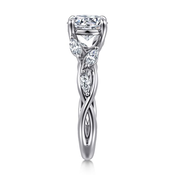 Gabriel & Co 14K White Gold Floral Nouveau Engagement Ring Image 5 Bradley's Jewelers Jacksonville, NC