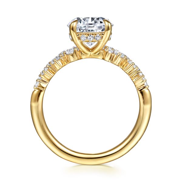 Gabriel & Co Starlight 14K Yellow Gold Diamond Semi Mount Ring .47CTW Image 2 Bradley's Jewelers Jacksonville, NC
