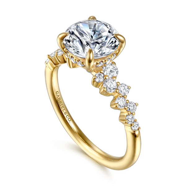 Gabriel & Co Starlight 14K Yellow Gold Diamond Semi Mount Ring .47CTW Image 3 Bradley's Jewelers Jacksonville, NC
