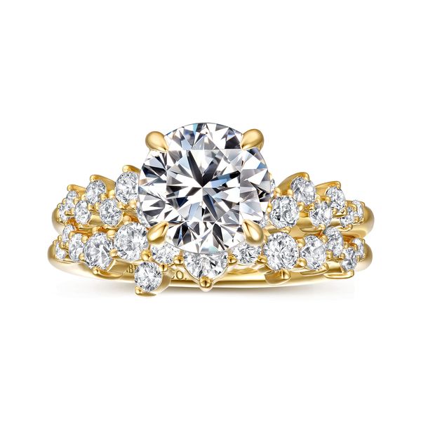 Gabriel & Co Starlight 14K Yellow Gold Diamond Semi Mount Ring .47CTW Image 4 Bradley's Jewelers Jacksonville, NC