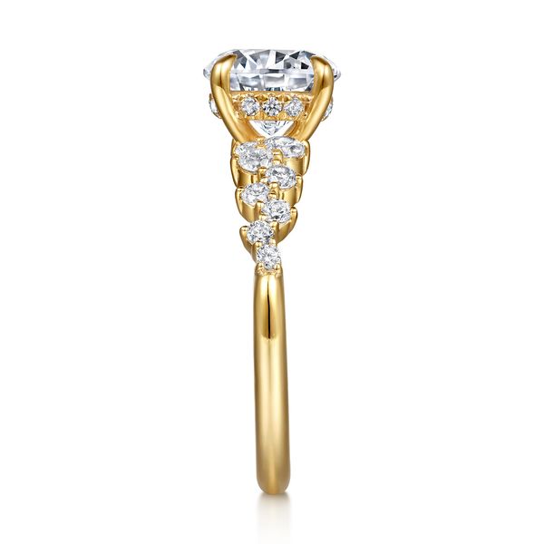 Gabriel & Co Starlight 14K Yellow Gold Diamond Semi Mount Ring .47CTW Image 5 Bradley's Jewelers Jacksonville, NC