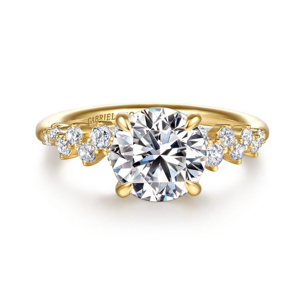 Gabriel & Co Starlight 14K Yellow Gold Diamond Semi Mount Ring .47CTW Bradley's Jewelers Jacksonville, NC
