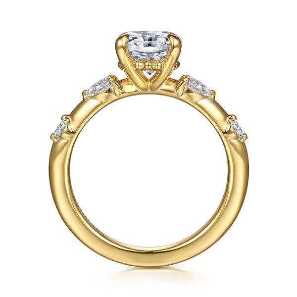 Gabriel & Co Bujukan 14K Yellow Gold Oval Diamond Engagement Ring .22CTW Image 2 Bradley's Jewelers Jacksonville, NC