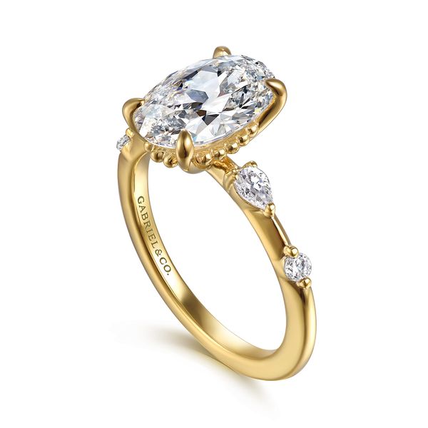 Gabriel & Co Bujukan 14K Yellow Gold Oval Diamond Engagement Ring .22CTW Image 3 Bradley's Jewelers Jacksonville, NC