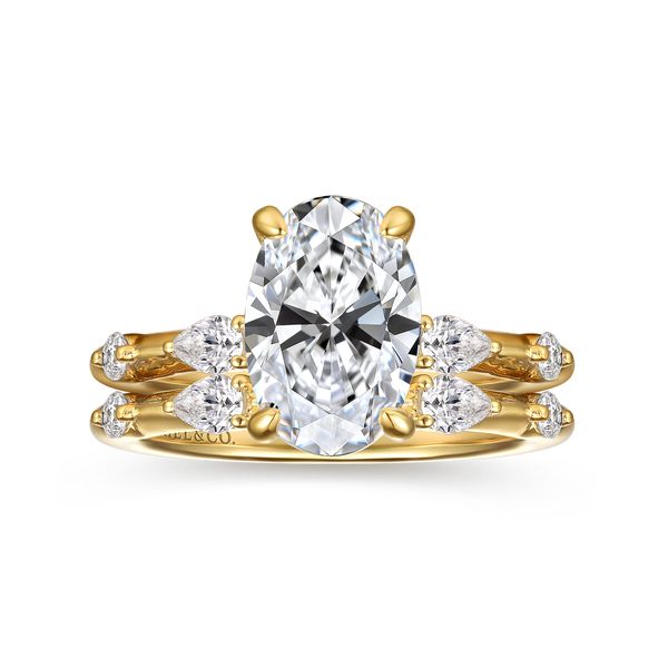 Gabriel & Co Bujukan 14K Yellow Gold Oval Diamond Engagement Ring .22CTW Image 4 Bradley's Jewelers Jacksonville, NC