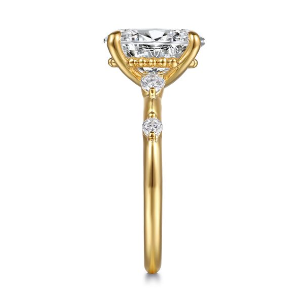 Gabriel & Co Bujukan 14K Yellow Gold Oval Diamond Engagement Ring .22CTW Image 5 Bradley's Jewelers Jacksonville, NC