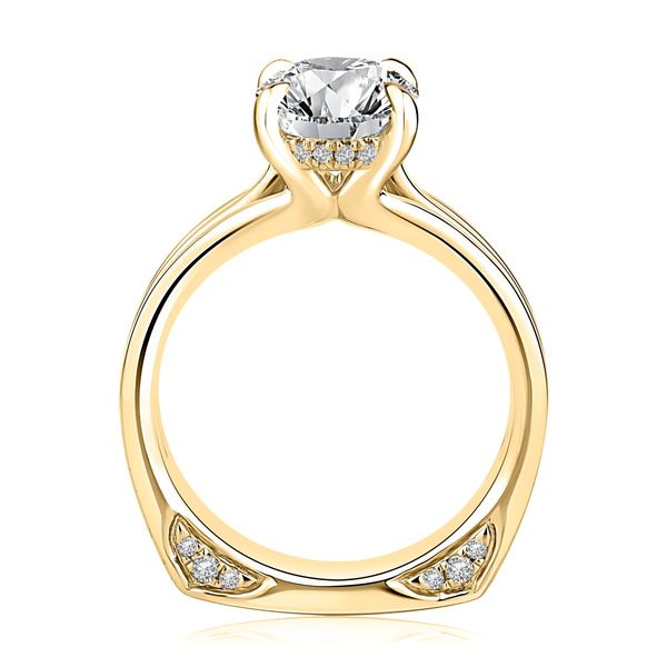 A. Jaffe 14K Yellow Gold Triple Split Shank Semi-Mount with Hidden Halo Image 2 Bradley's Jewelers Jacksonville, NC
