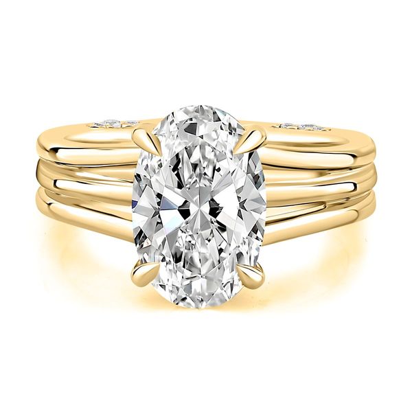 A. Jaffe 14K Yellow Gold Triple Split Shank Semi-Mount with Hidden Halo Image 3 Bradley's Jewelers Jacksonville, NC
