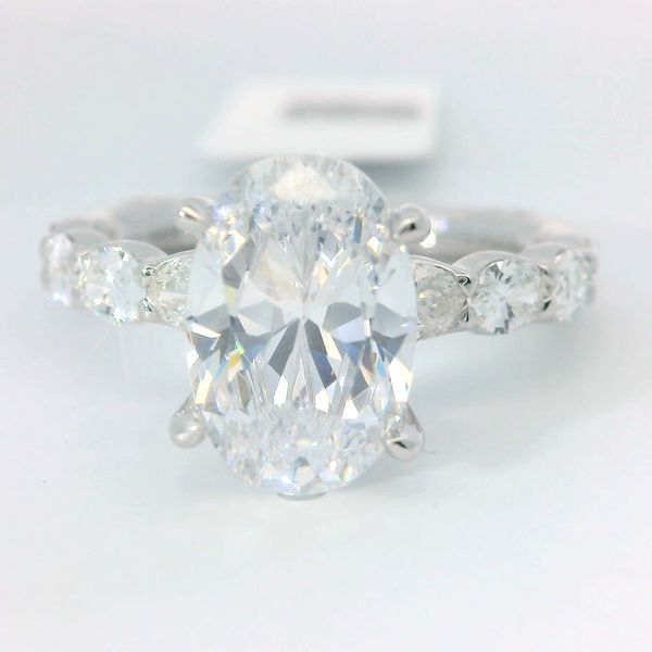 A. Jaffe 14K White Gold Oval Diamond Semi-Mount Ring 0.83 CTW with 2 Carat Oval Head Bradley's Jewelers Jacksonville, NC