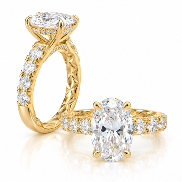 A. Jaffe 14K Yellow Gold Diamond Semi-Mount Ring 1.04 CTW with 2 Carat Oval Head Bradley's Jewelers Jacksonville, NC