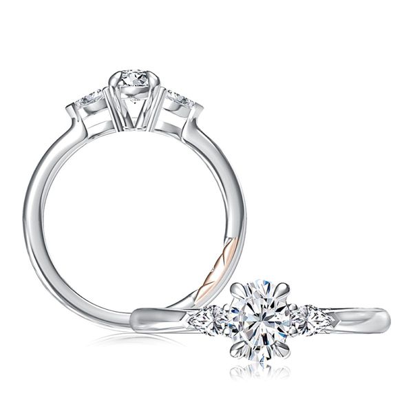 A. Jaffe 14K Yellow Gold Semi-Mount Ring with Pear Diamonds and 1.00 Carat Oval CZ Center Bradley's Jewelers Jacksonville, NC
