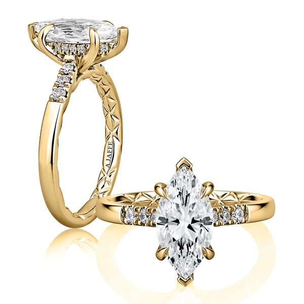 A. Jaffe 14K Yellow Gold Cathedral Hidden Halo Diamond Ring 0.16 CTW Bradley's Jewelers Jacksonville, NC