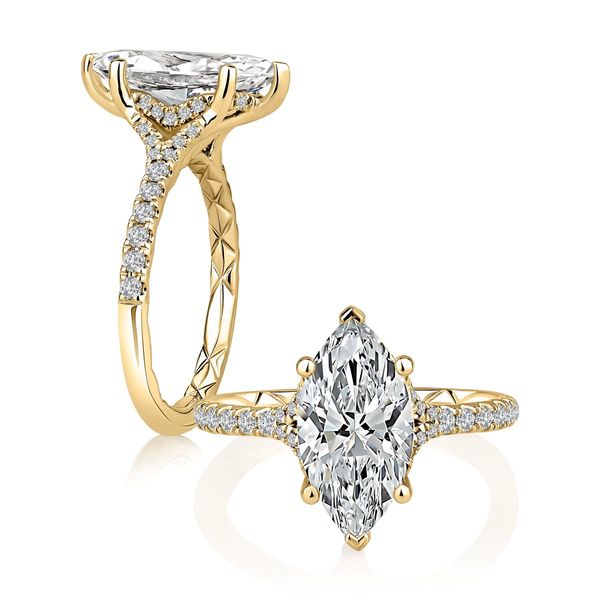 A. Jaffe 14K Yellow Gold Hidden Halo Split Shank Marquise Ring 0.28 CTW Bradley's Jewelers Jacksonville, NC