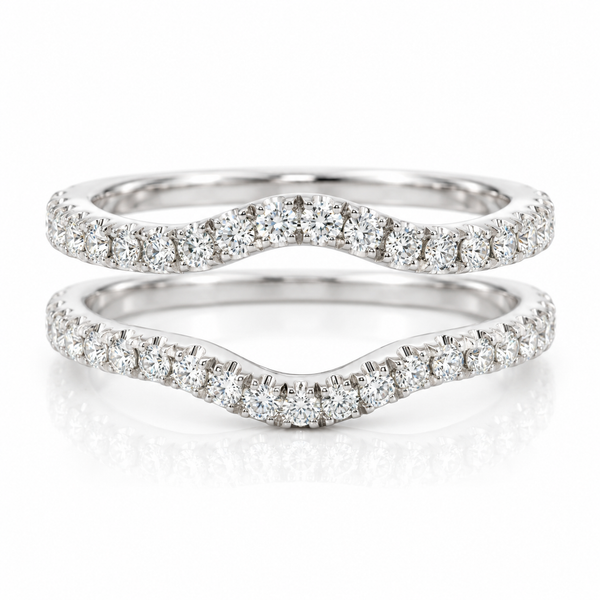 14K White Gold 0.55 CTW Round Diamond Curved Prong-Set Ring Enhancer Bradley's Jewelers Jacksonville, NC