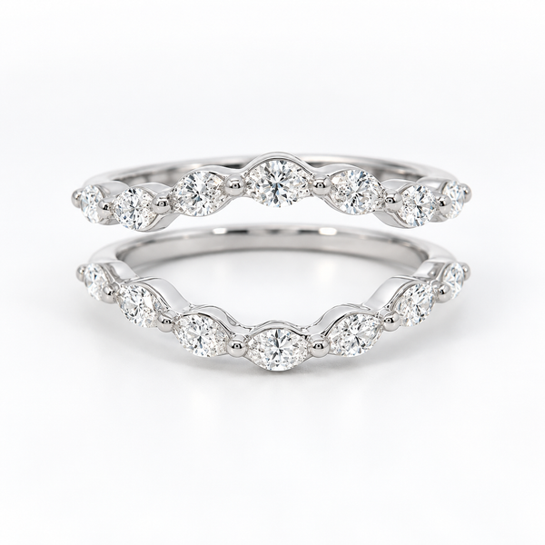 14K White Gold 0.80 CTW Oval Diamond Ring Enhancer Bradley's Jewelers Jacksonville, NC