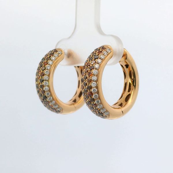 18K Rose Gold Cherie Dori Chocolate Diamond Huggie Hoop Earrings Image 3 Bradley's Jewelers Jacksonville, NC