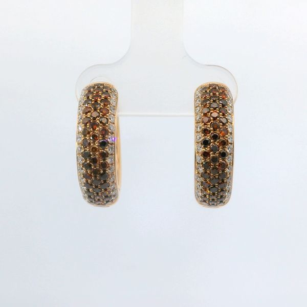 18K Rose Gold Cherie Dori Chocolate Diamond Huggie Hoop Earrings Bradley's Jewelers Jacksonville, NC