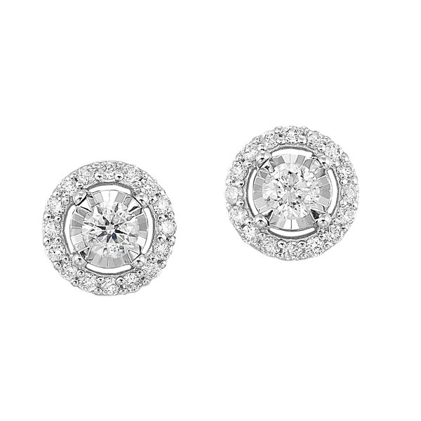 14K White Gold TruReflection Halo Diamond Earrings 0.50 CTW Bradley's Jewelers Jacksonville, NC