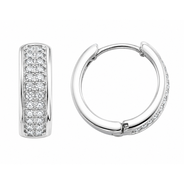 White 10 Karat .25 Ctw Pave Set Diamond Huggie Earrings Bradley's Jewelers Jacksonville, NC