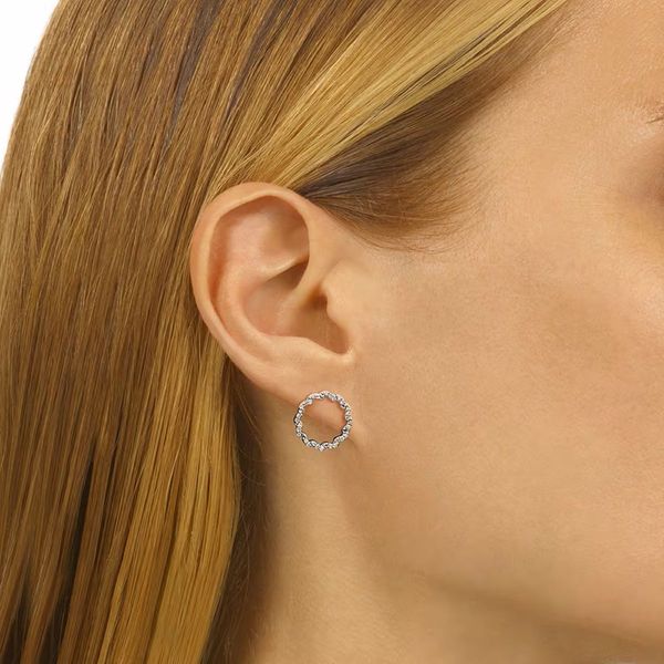 14K White Gold Diamond Circle Wreath Earrings .25CTW Image 2 Bradley's Jewelers Jacksonville, NC