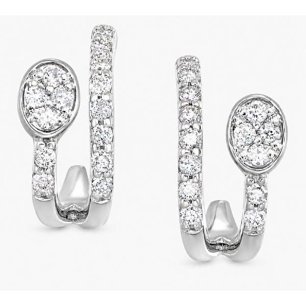 White 10 Karat .25 Ctw Diamond Huggie Post Back Earrings Bradley's Jewelers Jacksonville, NC