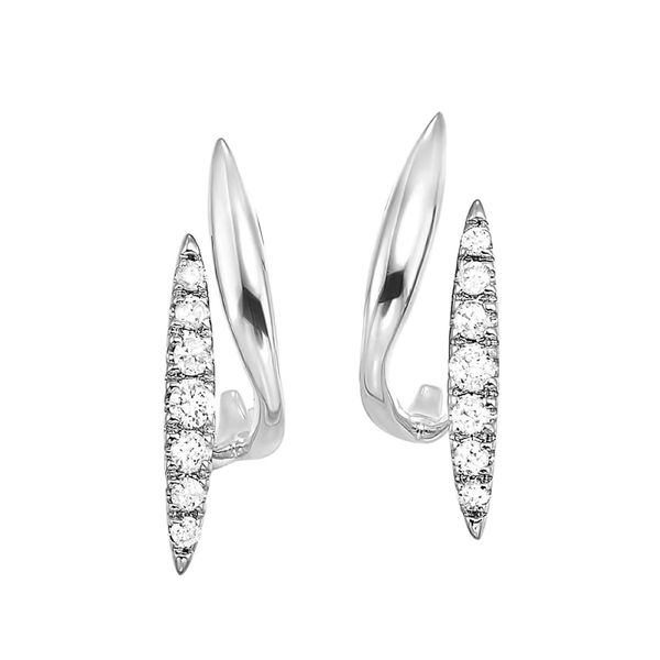 10K White Gold Diamond Abstract Post Back Earrings .20CTW Bradley's Jewelers Jacksonville, NC