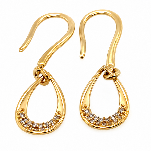 10K Yellow Gold Diamond Hook Drop Earrings .10CTW Bradley's Jewelers Jacksonville, NC