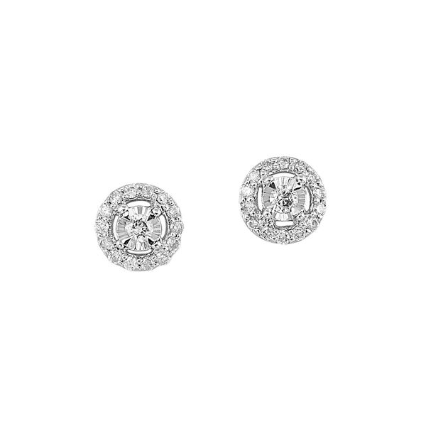 14K White Gold Tru-Reflection Diamond Earrings .10 CTW Bradley's Jewelers Jacksonville, NC