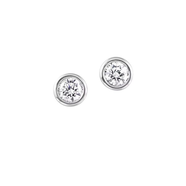 White 14 Karat .50 Ctw Diamond Bezel Stud Earrings Bradley's Jewelers Jacksonville, NC