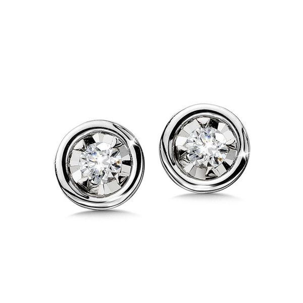 14K White Gold Diamond Star Stud Earrings 1/10 CTW Bradley's Jewelers Jacksonville, NC