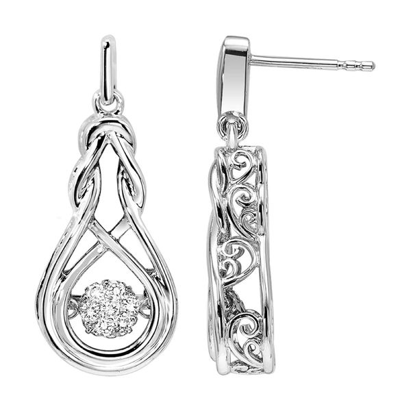Ladies Sterling Silver Diamond Rhythm of Love Drop Earrings .15CTW Image 2 Bradley's Jewelers Jacksonville, NC
