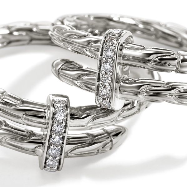 John Hardy Sterling Silver Diamond Spear Hoop Earrings .12CTW Image 4 Bradley's Jewelers Jacksonville, NC