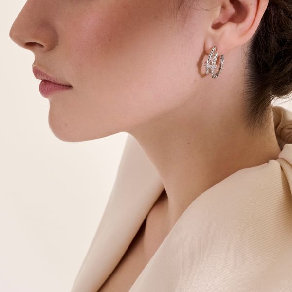 John Hardy Sterling Silver Diamond Spear Hoop Earrings .12CTW Image 5 Bradley's Jewelers Jacksonville, NC