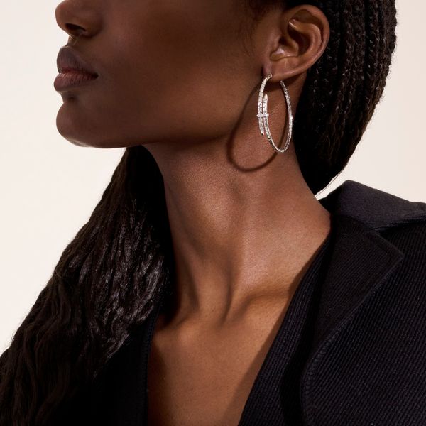 John Hardy Sterling Silver Diamond Spear Hoop Earrings 45mm .12CTW Image 4 Bradley's Jewelers Jacksonville, NC