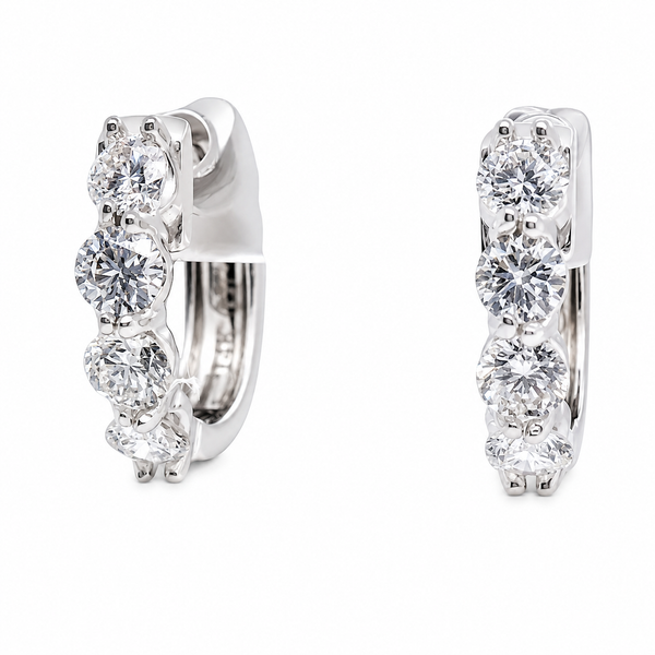 14K White Gold Diamond Earrings .70 CTW Round Diamonds Bradley's Jewelers Jacksonville, NC