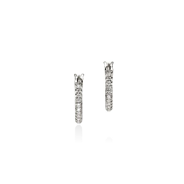 John Hardy Essentials Sterling Silver Diamond Pave Hoop Earrings Image 2 Bradley's Jewelers Jacksonville, NC