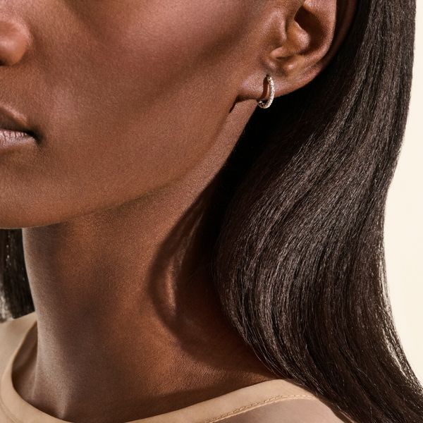 John Hardy Essentials Sterling Silver Diamond Pave Hoop Earrings Image 5 Bradley's Jewelers Jacksonville, NC