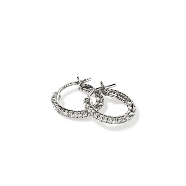 John Hardy Essentials Sterling Silver Diamond Pave Hoop Earrings Bradley's Jewelers Jacksonville, NC