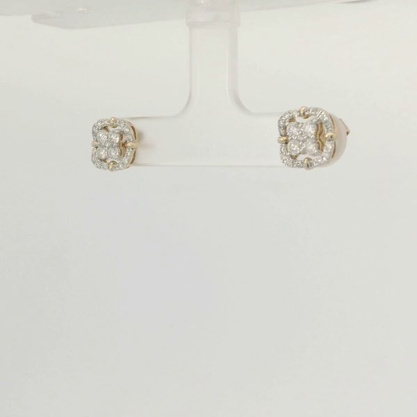 14K Two-Tone Diamond Earrings 0.50 CTW Round Diamonds Image 3 Bradley's Jewelers Jacksonville, NC