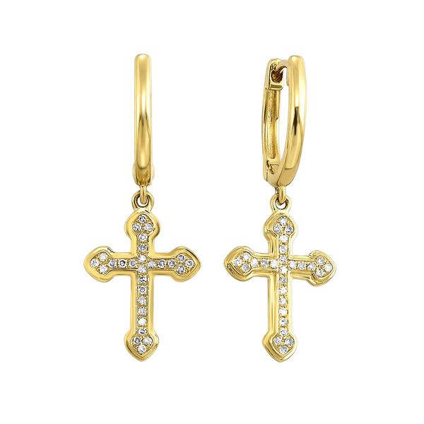 14K Yellow Gold Diamond Cross Drop Earrings – 0.05 CTW Bradley's Jewelers Jacksonville, NC