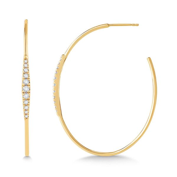 14K Gold 1/3 CTW Graduated Diamond C-Hoop Earrings Bradley's Jewelers Jacksonville, NC