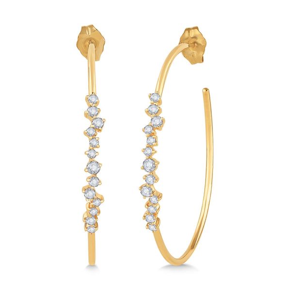 14K Gold 1/2 CTW Diamond Hoop Earrings Bradley's Jewelers Jacksonville, NC