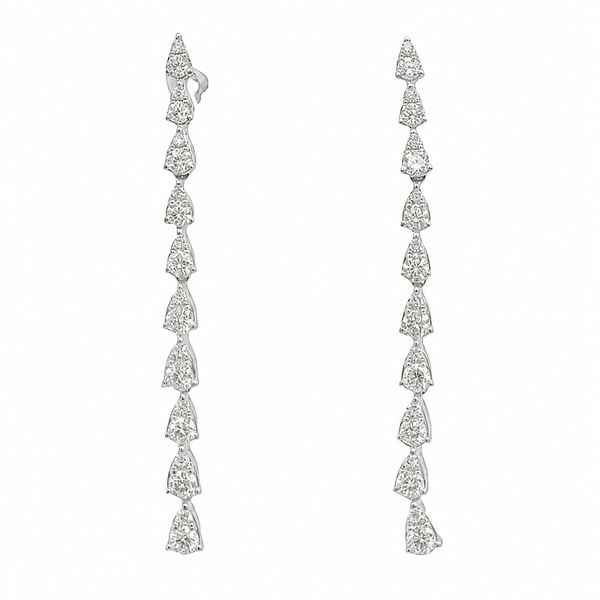 14K White Gold 0.82 CTW Round Diamond Drop Earrings Bradley's Jewelers Jacksonville, NC