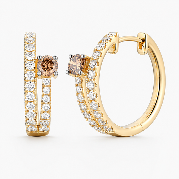 Le Vian Chocolatier Chocolate and Vanilla Diamond Earrings in Honey Gold Bradley's Jewelers Jacksonville, NC