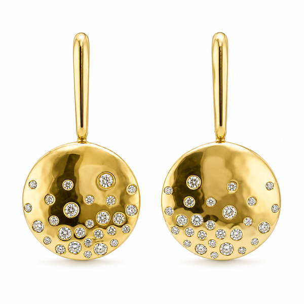 14K Yellow Gold 0.50 CTW Round Diamond Disc Drop Earrings Bradley's Jewelers Jacksonville, NC