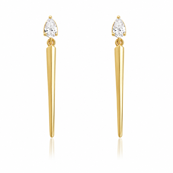 14K Yellow Gold Pear Diamond Tapered Bar Drop Earrings 0.30 CTW Bradley's Jewelers Jacksonville, NC