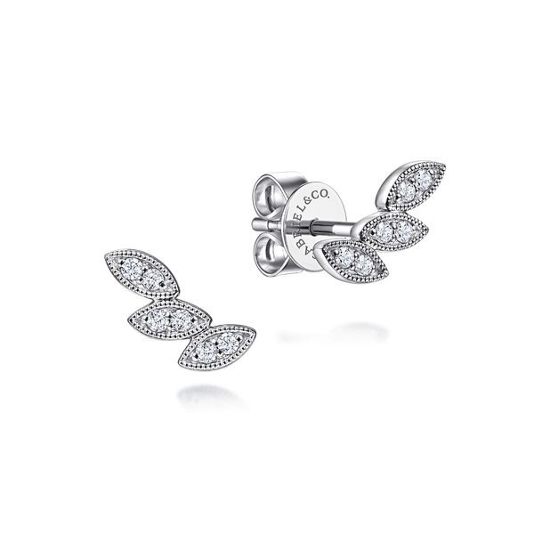 Gabriel & Co 14K White Gold Diamond Leaf Shape Stud Earrings – Lusso Collection Bradley's Jewelers Jacksonville, NC