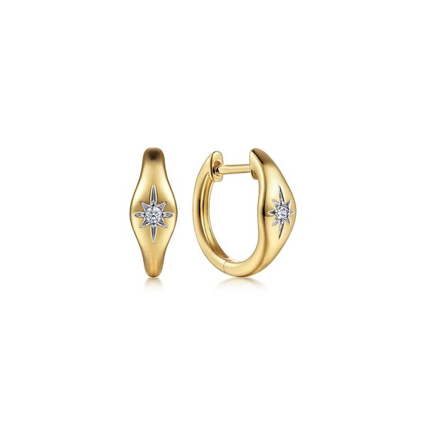 Gabriel & Co 14K Yellow Gold Diamond Huggie Earrings – Contemporary Collection Bradley's Jewelers Jacksonville, NC