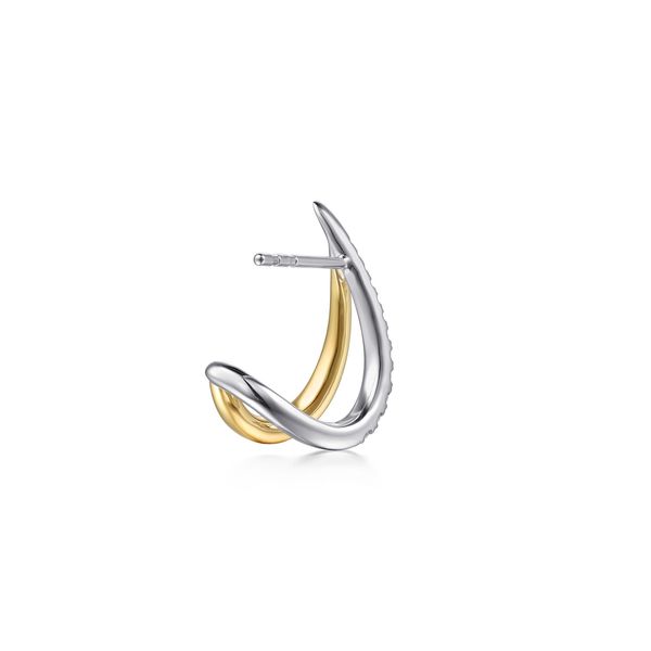 Gabriel & Co 14K Two-Tone Gold Diamond .22Ctw Kite Intricate Hoop Earrings Image 2 Bradley's Jewelers Jacksonville, NC